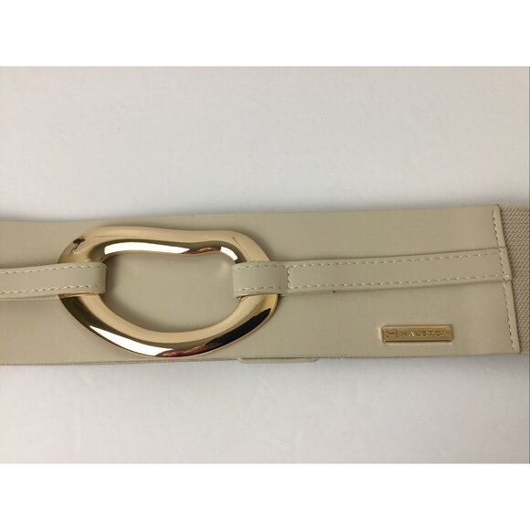 Halston Gold Metal Chain Link Detail Stretch Belt Size M/L Preppy Retro Y2K New - Picture 2 of 7